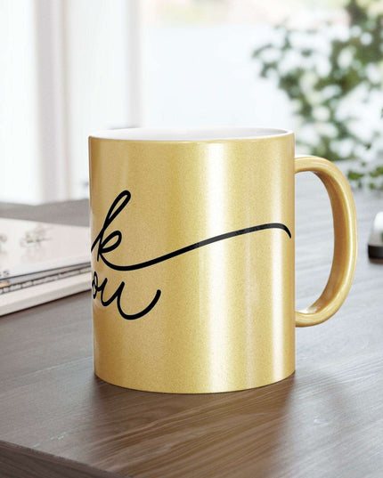 Chic Gratitude Metallic Ceramic Coffee Mug - A Luxurious Choice for Beverage Enthusiasts
