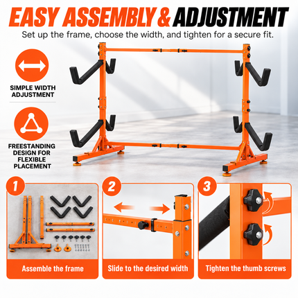 TideRise Freestanding Kayak Storage Rack - Adjustable for 4 Kayaks, 22 Watercraft Storage Racks freestanding-kayak-storage-rack-quick-adjustment-upgraded-version-kayak-stand-for-4-kayak-canoe-paddleboard-220lbs-max-load