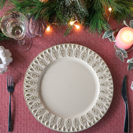 Room and Decor 8 Pack 14" Cream Plastic Charger Plates - Durable & Ele