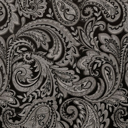 Room & Decor Jacquard Rod Pocket Valance with Beads, Black 50x18