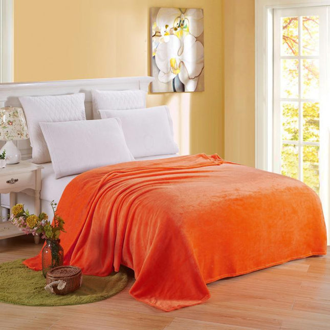 Solid-Colour Plush Flannel Blanket for Sofa & Bed
