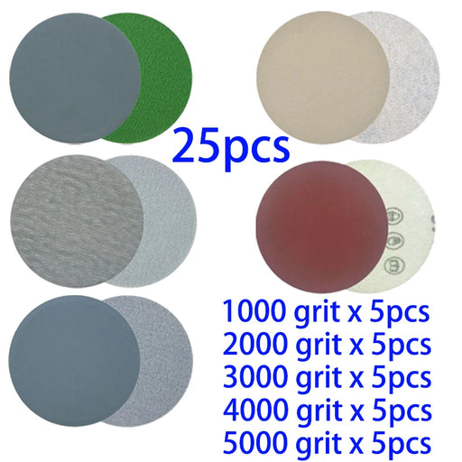 25-Piece Sandpaper Disc Set for Woodworking and Tool Maintenance
