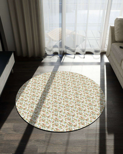 Charming Floral Elegance Round Chenille Rug - Vintage Delight