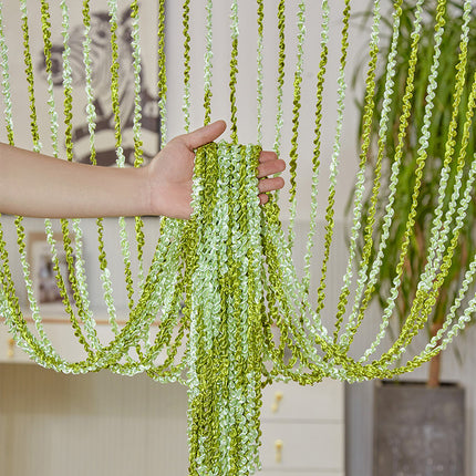 Peekaboo Studio Silver Silk Tassel Door Curtain - Punch-Free, Elegant