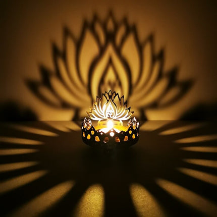 Buddha Candlestick Oil Lamp Sitting On Lotus Hollow Iron Candle Holder