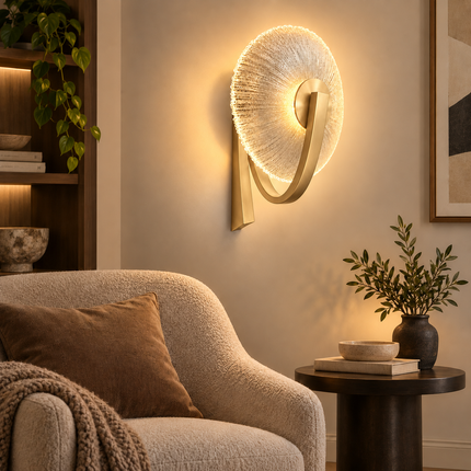 Gold & Black LED Wall Sconce with Clear Glass Shade - 3000K Warm Light