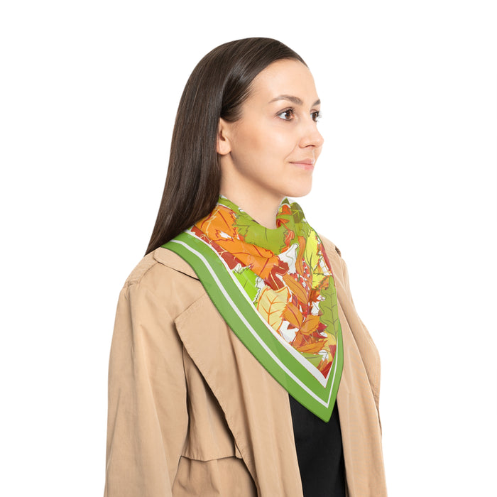 Golden Autumn Leaves Sheer Poly Scarf - Handcrafted Exclusively in the USA