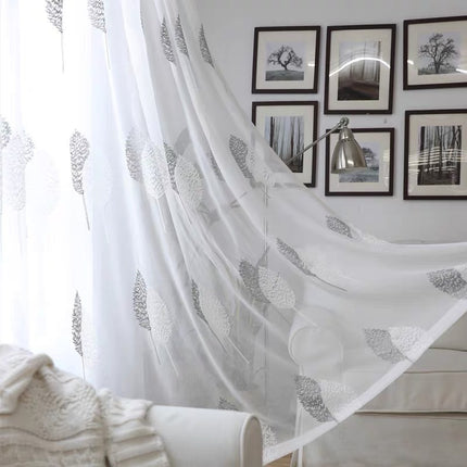 Peekaboo Studio Modern Simple Embroidered Curtain - Light Filtering De