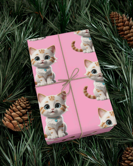 Sustainable Chic Cat-Themed Holiday Gift Wrap Set - Elegant Matte & Satin Choices