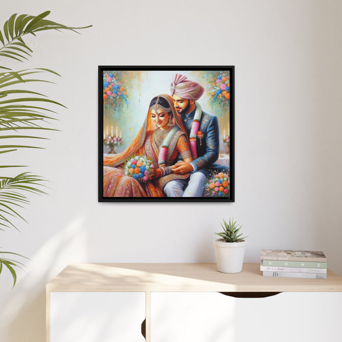 Elegant Romance Matte Canvas Print with Black Pinewood Frame