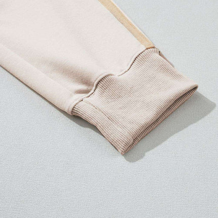 Stylish White Color Block Lounge Set with Luxurious Contrast Trim