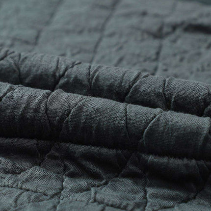 Charcoal Quilted Casual Set: Pullover & Trousers Combo