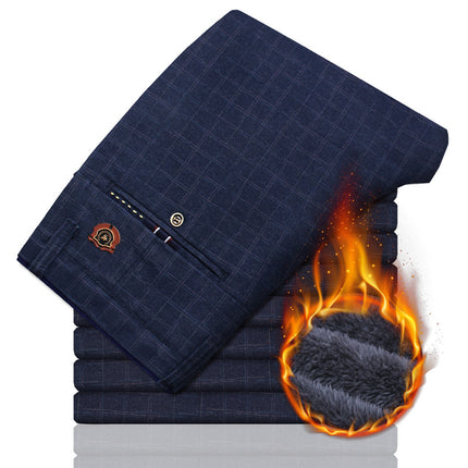 Plush check track pants