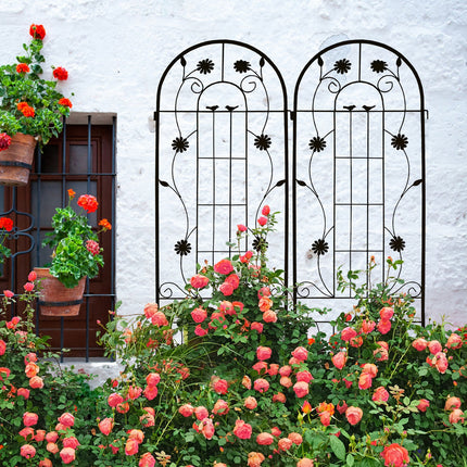 Room and Decor 2 Pack Rustproof Metal Garden Trellis, 86.7" Black