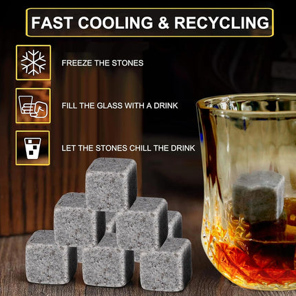 Peekaboo Studio Whiskey Stones Gift Set with 2 Glasses & Wooden Box