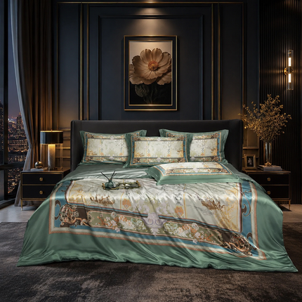 Mulberry Silk Bedding Set — 4-Piece Vintage Boho Design, 22mm