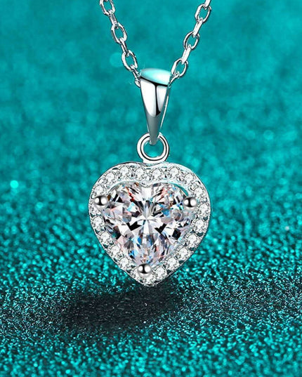 Stunning Moissanite Heart Pendant Necklace with Glittering Zircon Accents