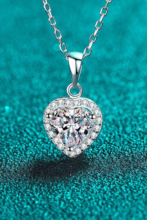 Heartfelt Elegance: 1 Carat Moissanite Pendant Necklace with Zircon Accents