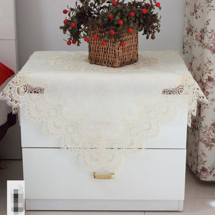 Peekaboo Studio White Lace Round Tablecloth Set - European Fabric, Ele