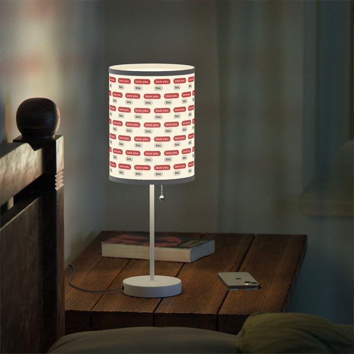 Elite Valentine Love Text Steel Base Table Lamp with Customizable High-Res Printed Shade - Personalized Luxury Lighting Solution