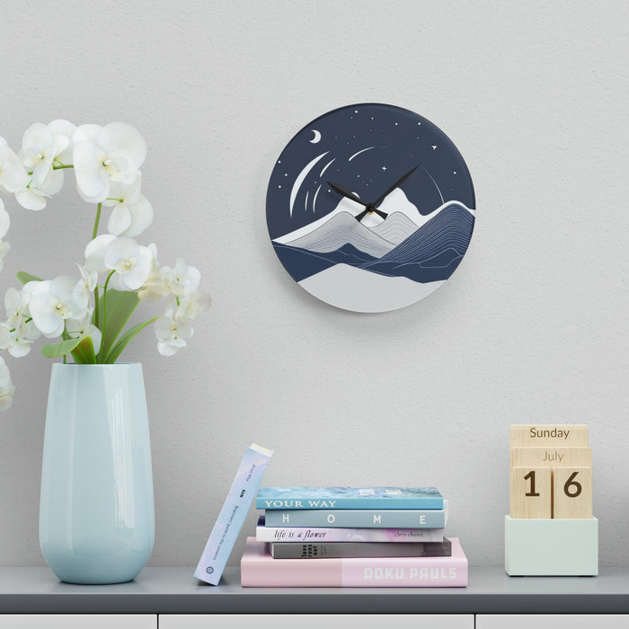 Mountain Vista Acrylic Wall Clocks - Modern Designs, Multiple Sizes | Radiant Prints, Easy Hanging