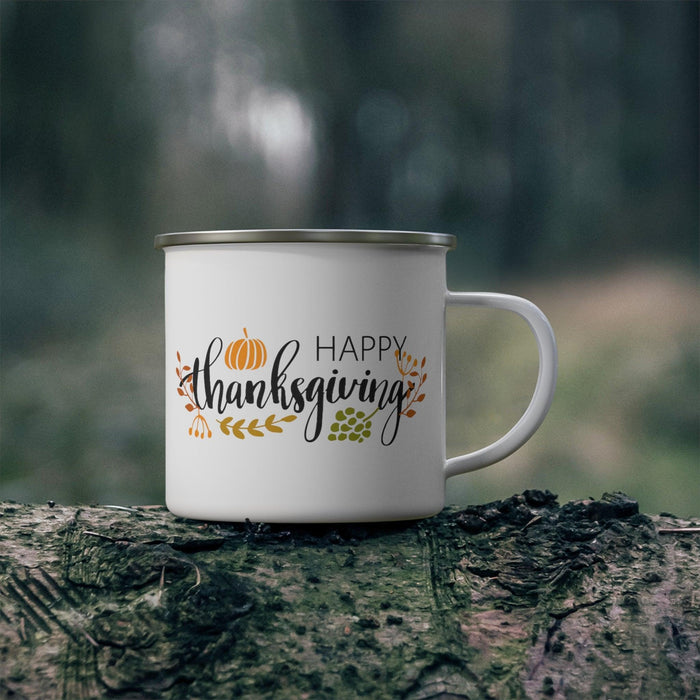 Thanksgiving Adventure Enamel Camping Mug by Elite Maison