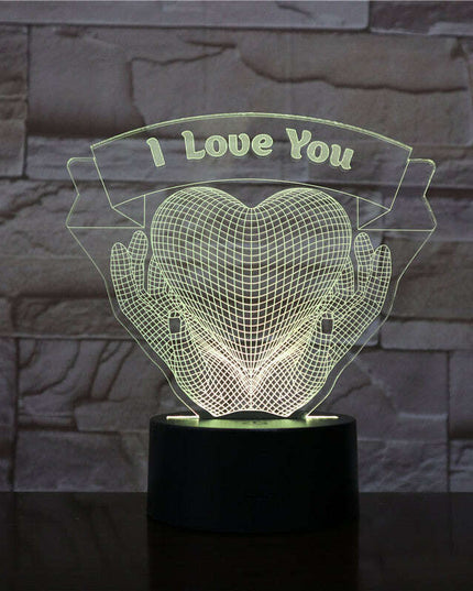 Valentines Day Gift Hands Holding Love 3D Night Light