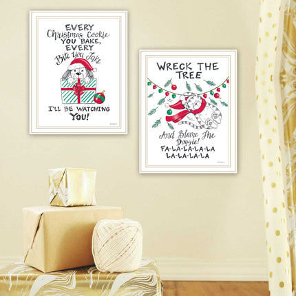Deb Strain 2-Piece Cat & Dog Christmas Wall Art Set - Framed Decor