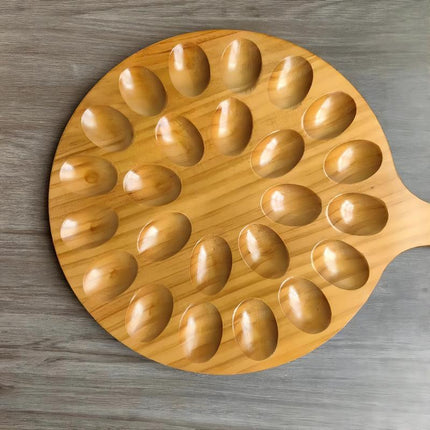 Wooden Egg Tray Organizer — Pine Wood Grid Holder (16 or 24 Holes)