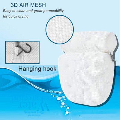 Air Mesh Bath Pillow for Tub, Spa & Jacuzzi – Head, Neck, Shoulder & Back Support