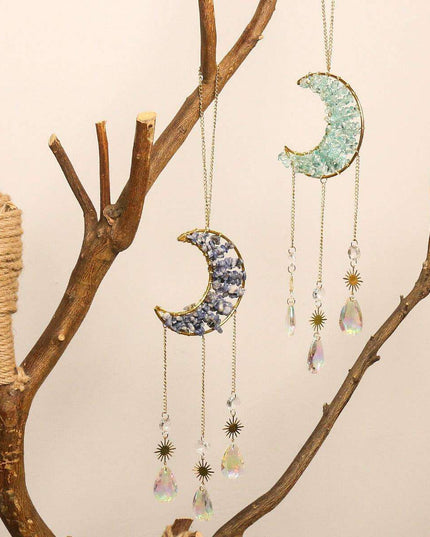 Enchanting Sun and Moon Crystal Dream Catcher Pendant Necklace