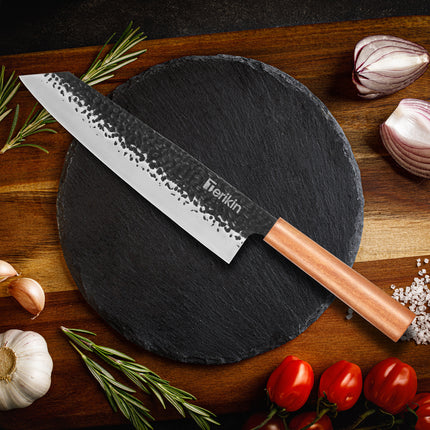 German EN1.4116 Steel Kiritsuke Santoku Knife — 9 Inch Chef with Sheath