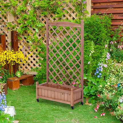 Room & Decor Raised Garden Bed with Trellis - 2 Pack, Wooden Planter B