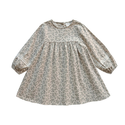 Round Neck Puff Sleeve Lace Girl Dress