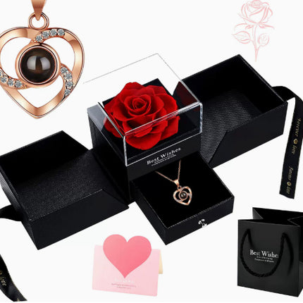 Heart Shaped Sterling Silver Necklace Earring Combination Suit