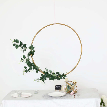 AliKopy 28" Gold Heavy Duty Metal Hoop Wreath - Durable Floral Design