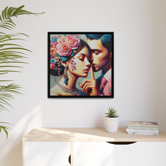 Elegant Affection - Eco-Friendly Matte Canvas Artwork in Black Pinewood Frame