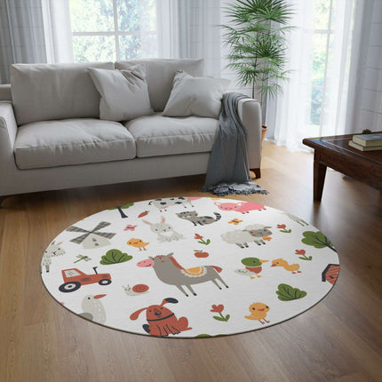 Vibrant Nordic Round Chenille Rug - Exquisite 60x60 Inch Design by Maison d'Elite