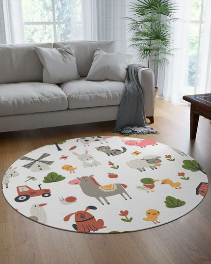 Vibrant Nordic Round Chenille Rug - Exquisite 60x60 Inch Design by Maison d'Elite
