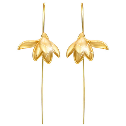 Peekaboo Studio Magnolia Flower Sterling Silver Earrings, Elegant Desi
