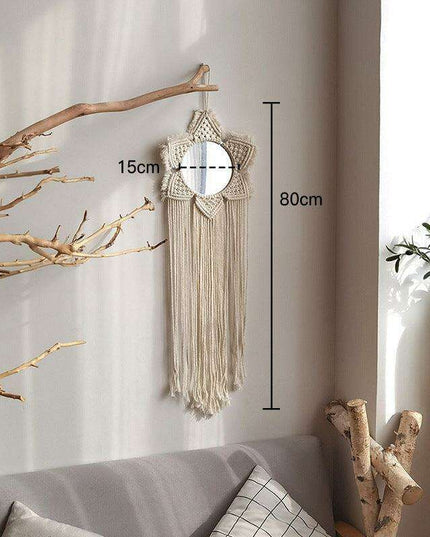 Bohemian Bliss: Artisan Cotton Tapestry with Wooden Bead Accents