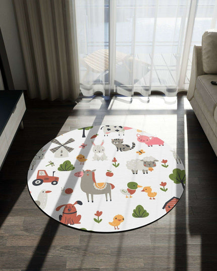 Vibrant Nordic Round Chenille Rug - Exquisite 60x60 Inch Design by Maison d'Elite