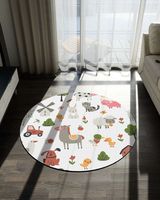 Vibrant Nordic Round Chenille Rug - Exquisite 60x60 Inch Design by Maison d'Elite