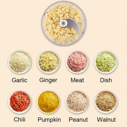 Compact Electric Garlic Chopper with Quick-Slice Technology and Adjustable Capacity