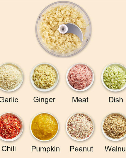 Compact Electric Garlic Chopper with Quick-Slice Technology and Adjustable Capacity