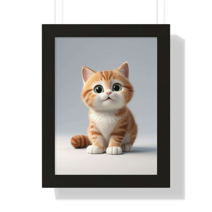 Sustainable Chic Cat Art Framed Print for Eco-Friendly Home Decor