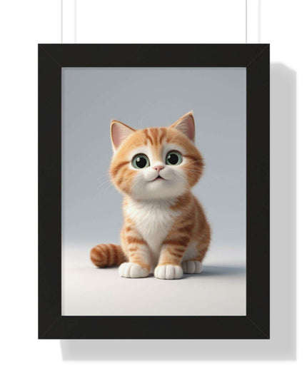 Sustainable Chic Cat Art Framed Print for Eco-Friendly Home Decor