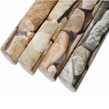 Peekaboo Studio Retro 3D Brick Pattern Solid Stone Wallpaper - Durable