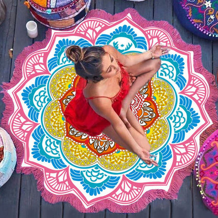 Peekaboo Studio Polygon Printing Tassel Round Bath Towel & Yoga Mat