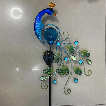 Peekaboo Studio Metal Peacock Solar Garden Lamp with Colorful LED Ligh